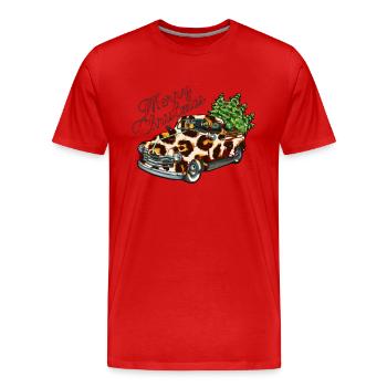 christmas truck, Merry Christmas Holiday - Men's Premium Organic T-Shirt - red - Front - Damien (186cm)