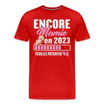 Encore Mamie En 2023 Cadeau Future Grand-mère - T-shirt bio Premium Homme - rouge - Devant - Damien (186cm)
