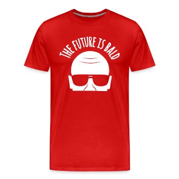 Die Zukunft ist kahl: Lustiges kahles Haar Zitat - Männer Premium Bio T-Shirt - Rot - Vorne - Damien (186cm)