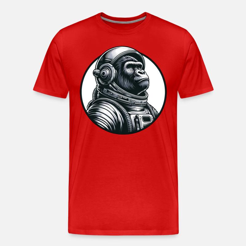 Astronaute chimpanzé dans l’espace - T-shirt bio Premium Homme - rouge