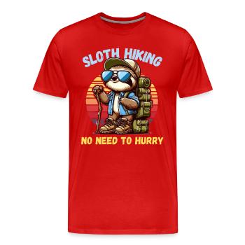 Hiking Sloth Hiking Holiday Hiking Boots Funny - Men's Premium Organic T-Shirt - red - Front - Damien (186cm)