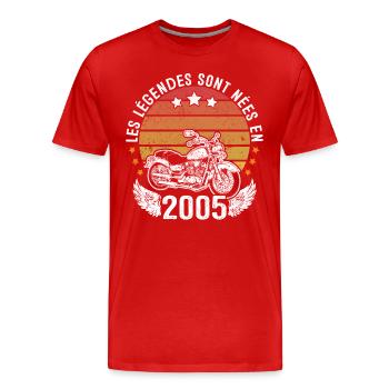 Les Légendes Sont Nées En 2005 - T-shirt bio Premium Homme - rouge - Devant - Damien (186cm)