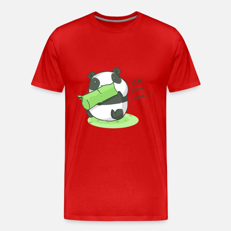 Mampfender Panda Om Nom Nom Geschenkidee - Männer Premium Bio T-Shirt - Rot