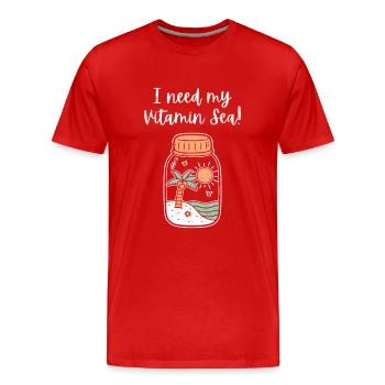 J’ai besoin de ma vitamine mer plage en bouteille drôle - T-shirt bio Premium Homme - rouge - Devant - Damien (186cm)