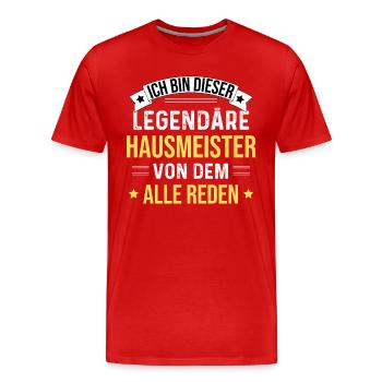Je suis ce concierge légendaire - T-shirt bio Premium Homme - rouge - Devant - Damien (186cm)