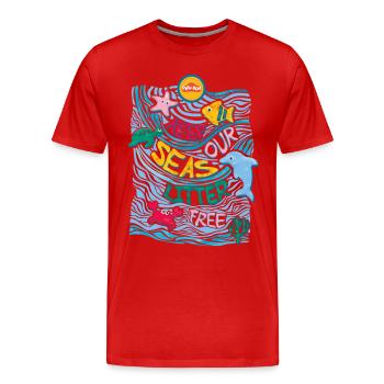 Play-Doh Animaux Marins Keep Our Seas Litter Free - T-shirt bio Premium Homme - rouge - Devant - Damien (186cm)