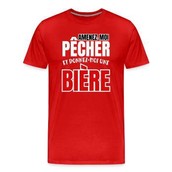 amenez-moi pêcher et donnez-moi une bière - T-shirt bio Premium Homme - rouge - Devant - Damien (186cm)