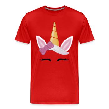 Einhorn - Männer Premium Bio T-Shirt - Rot - Vorne - Damien (186cm)