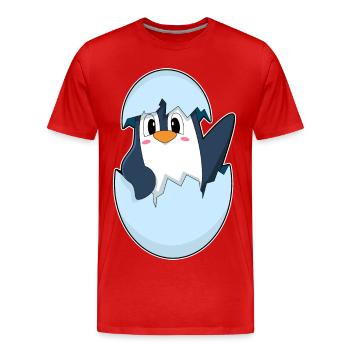 Pinguin Eierschale - Männer Premium Bio T-Shirt - Rot - Vorne - Damien (186cm)