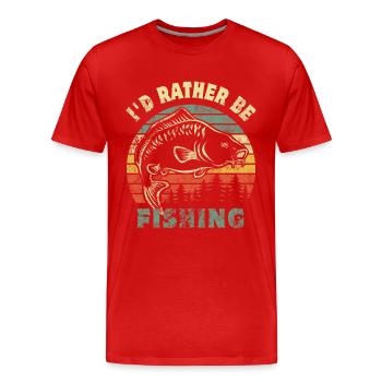 Angler - angeln - I'd rather be fishing - Männer Premium Bio T-Shirt - Rot - Vorne - Damien (186cm)