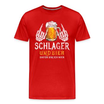 Schlager und Bier - Dafür bin ich hier - Metal - Männer Premium Bio T-Shirt - Rot - Vorne - Damien (186cm)