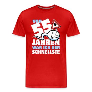 Vor 55 Jahren war ich der Schnellste - Geschenk - Männer Premium Bio T-Shirt - Rot - Vorne - Damien (186cm)