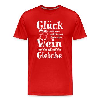 Glück kann man nicht kaufen - aber Wein - Männer Premium Bio T-Shirt - Rot - Vorne - Damien (186cm)