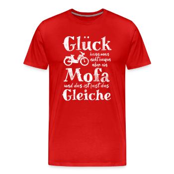 Glück kann man nicht kaufen - aber ein Mofa - Männer Premium Bio T-Shirt - Rot - Vorne - Damien (186cm)