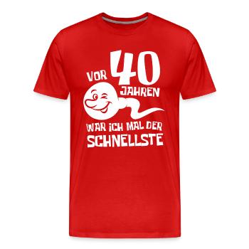 Vor 40 Jahren war ich mal der Schnellste Geschenk - Männer Premium Bio T-Shirt - Rot - Vorne - Damien (186cm)