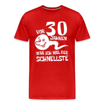 Vor 30 Jahren war ich mal der Schnellste Geschenk - Männer Premium Bio T-Shirt - Rot - Vorne - Damien (186cm)