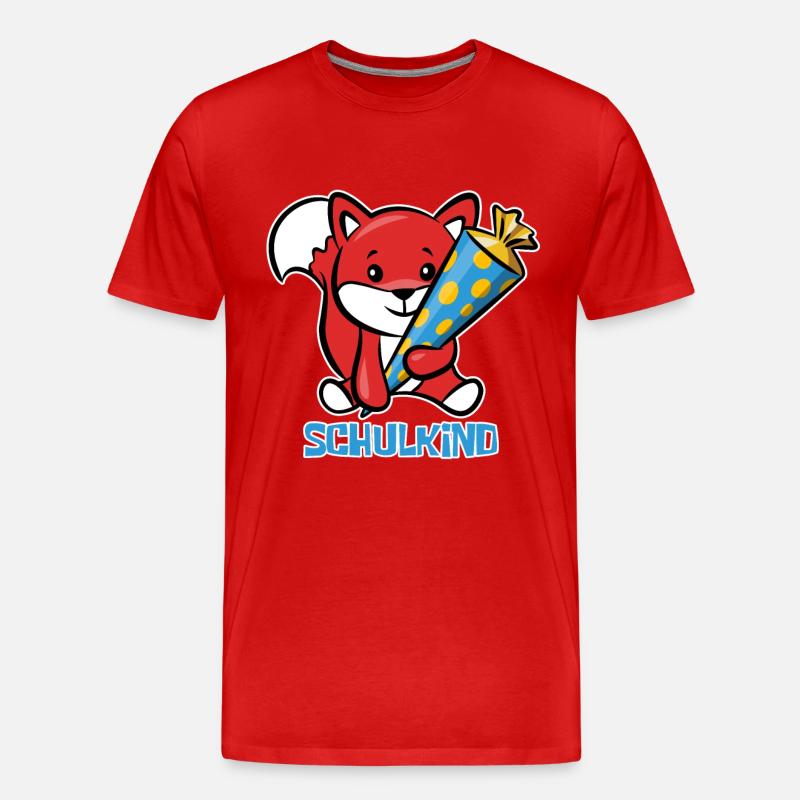 Fuchs Schulanfang Schulkind - Männer Premium Bio T-Shirt - Rot
