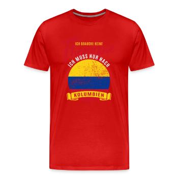 Ich brauche keine Therapie ich muss nach Kolumbien - Männer Premium Bio T-Shirt - Rot - Vorne - Damien (186cm)