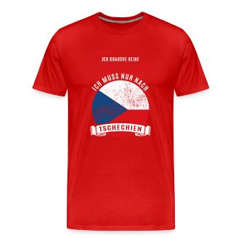 Ich brauch keine Therapie ich muss nach Tschechien - Männer Premium Bio T-Shirt - Rot - Vorne - Damien (186cm)