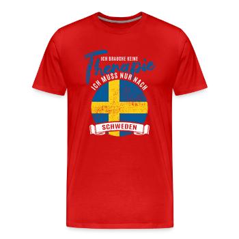 Ich brauche keine Therapie ich muss nach Schweden - Männer Premium Bio T-Shirt - Rot - Vorne - Damien (186cm)