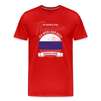 Ich brauche keine Therapie ich muss nach Russland - Männer Premium Bio T-Shirt - Rot - Vorne - Damien (186cm)