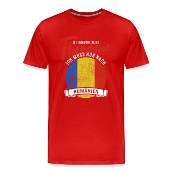 Ich brauche keine Therapie ich muss nach Rumänien - Männer Premium Bio T-Shirt - Rot - Vorne - Damien (186cm)