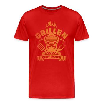 Grillen geht immer - Grill Fan - Spruch - Männer Premium Bio T-Shirt - Rot - Vorne - Damien (186cm)