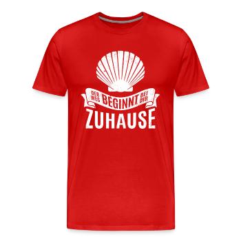 Der Weg beginnt bei dir zu Hause - Camino - Pilger - Männer Premium Bio T-Shirt - Rot - Vorne - Damien (186cm)