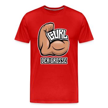 Bizeps Curls - Kraftsport Muskelaufbau Training - Männer Premium Bio T-Shirt - Rot - Vorne - Damien (186cm)