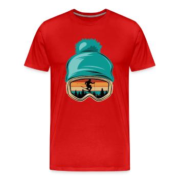 Skibrille, Apres Ski, Wintersport, Skiurlaub - Männer Premium Bio T-Shirt - Rot - Vorne - Damien (186cm)