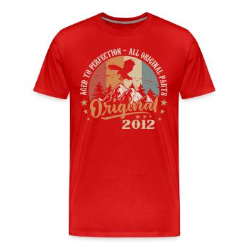 Original 2012 Millésime 2012 Anniversaire - T-shirt bio Premium Homme - rouge - Devant - Damien (186cm)