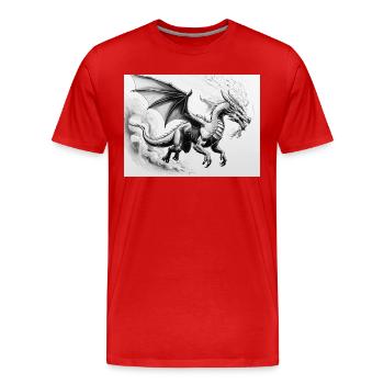 Determined Dragon with Fire Wings - Men's Premium Organic T-Shirt - red - Front - Damien (186cm)