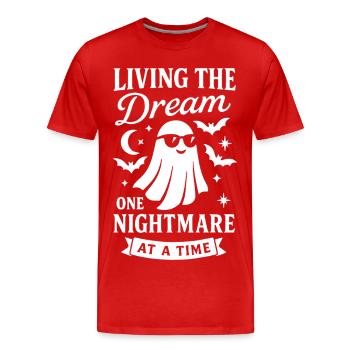 Den Traum leben, einen Albtraum nach dem anderen - Männer Premium Bio T-Shirt - Rot - Vorne - Damien (186cm)