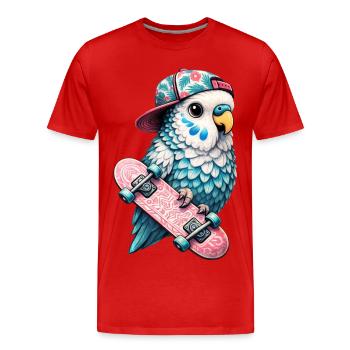 Cool Skateboard Bird with Cap – Streetstyle Desi - Men's Premium Organic T-Shirt - red - Front - Damien (186cm)