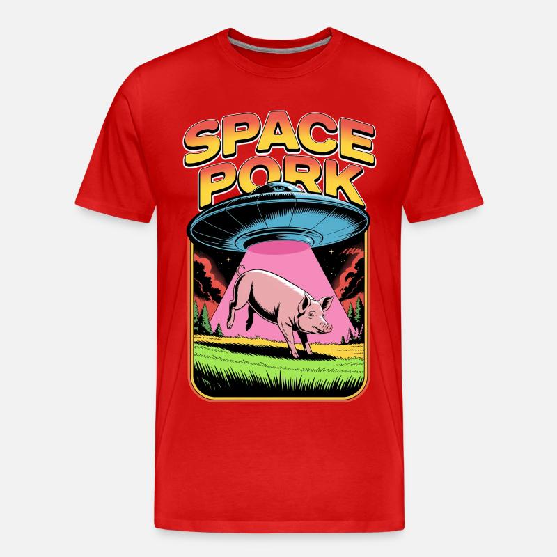 Weltraumschweinefleisch - Männer Premium Bio T-Shirt - Rot