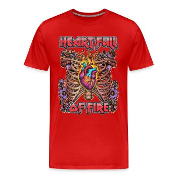 Heart Full of Fire - Men's Premium Organic T-Shirt - red - Front - Damien (186cm)