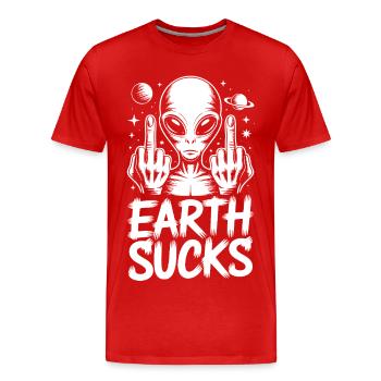 Doigt Puant Extraterrestre - T-shirt bio Premium Homme - rouge - Devant - Damien (186cm)