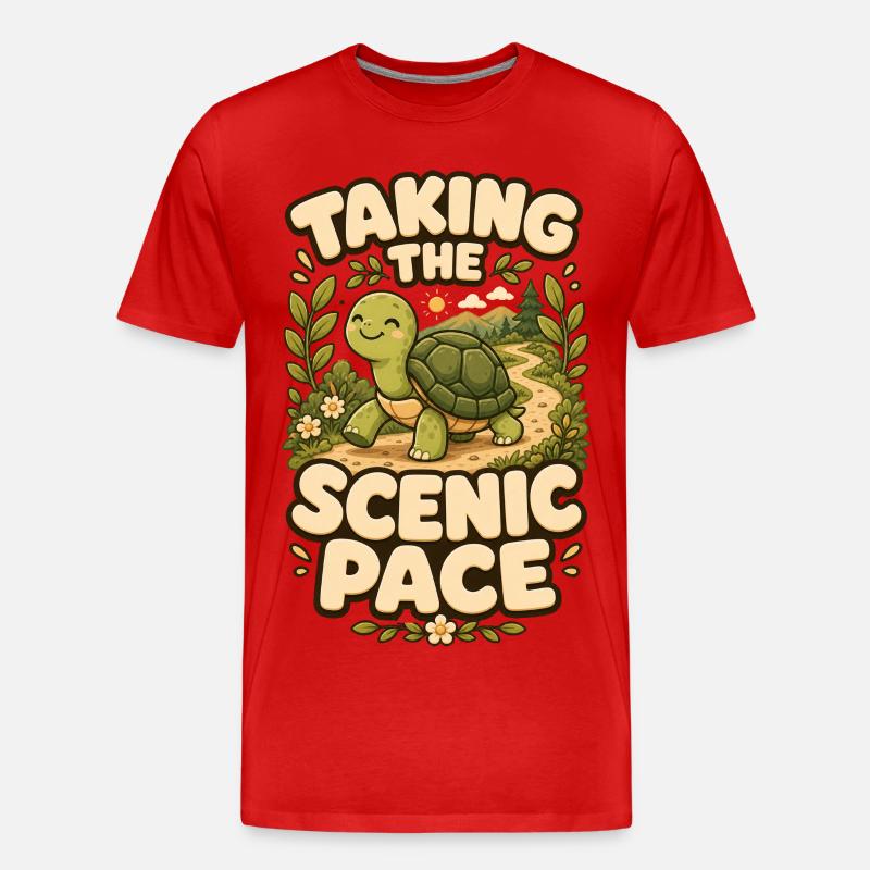Taking The Scenic Pace Schildkröte - Männer Premium Bio T-Shirt - Rot