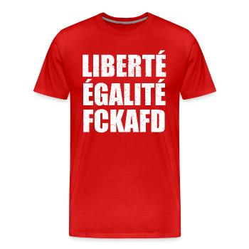 Liberte Égalite FCKAFD contre la manifestation de racisme nazis - T-shirt bio Premium Homme - rouge - Devant - Damien (186cm)