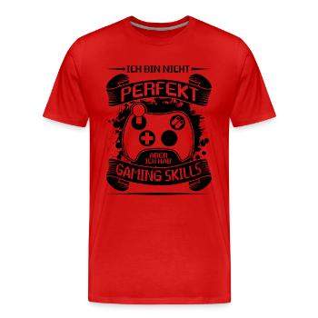 Gaming ich bin nicht Perfekt aber ich hab Gaming - Männer Premium Bio T-Shirt - Rot - Vorne - Damien (186cm)
