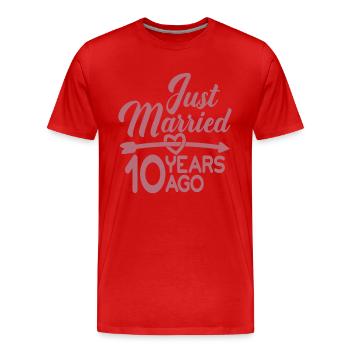 Gerade geheiratet vor 10 Jahren, 10. Hochzeitstag - Männer Premium Bio T-Shirt - Rot - Vorne - Damien (186cm)