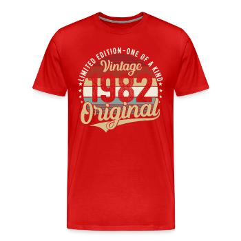 1982 Born Vintage Birthday Retro - Men's Premium Organic T-Shirt - red - Front - Damien (186cm)