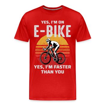 E-Bike Vélo électrique Vélo Cyclisme Biker VTT - T-shirt bio Premium Homme - rouge - Devant - Damien (186cm)