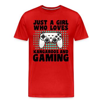 Gamer & Kangaroos: Videospiele & epische Sprünge - Männer Premium Bio T-Shirt - Rot - Vorne - Damien (186cm)