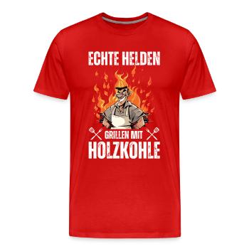 Grillmeister BBQ Barbecue Grill Chef Holzkohle - Männer Premium Bio T-Shirt - Rot - Vorne - Damien (186cm)
