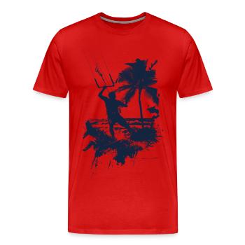 Kitesurfing monochrome blue - Men's Premium Organic T-Shirt - red - Front - Damien (186cm)