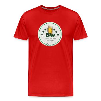 Bierdeckel schöner Durst - Männer Premium Bio T-Shirt - Rot - Vorne - Damien (186cm)
