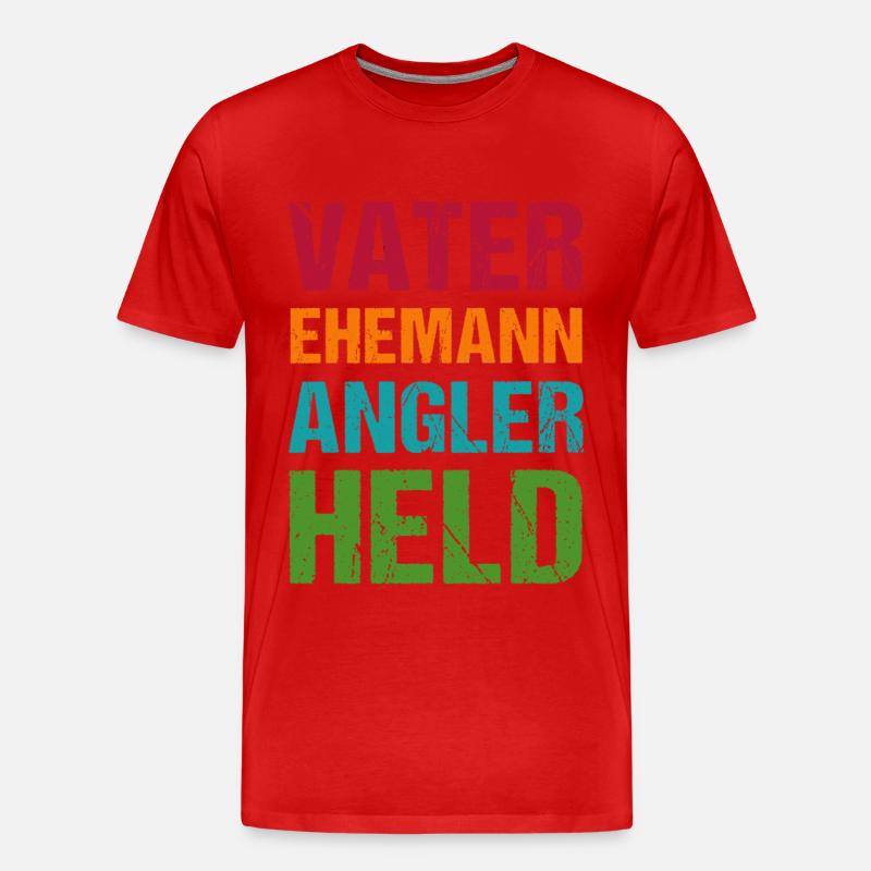 Ehemann Vater Angler Held - Männer Premium Bio T-Shirt - Rot