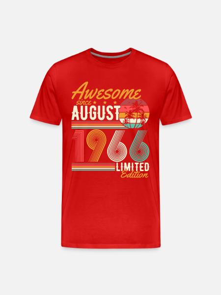 Août 1966 Naissance Anniversaire Rétro - T-shirt bio Premium Homme - rouge