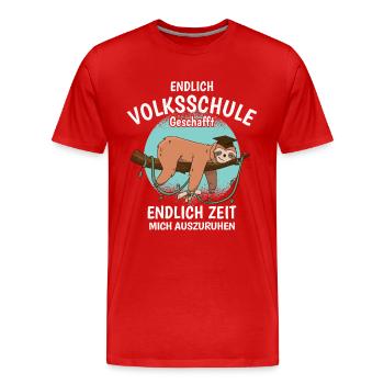 Volksschule Geschafft Absolvent Abgänger - Männer Premium Bio T-Shirt - Rot - Vorne - Damien (186cm)